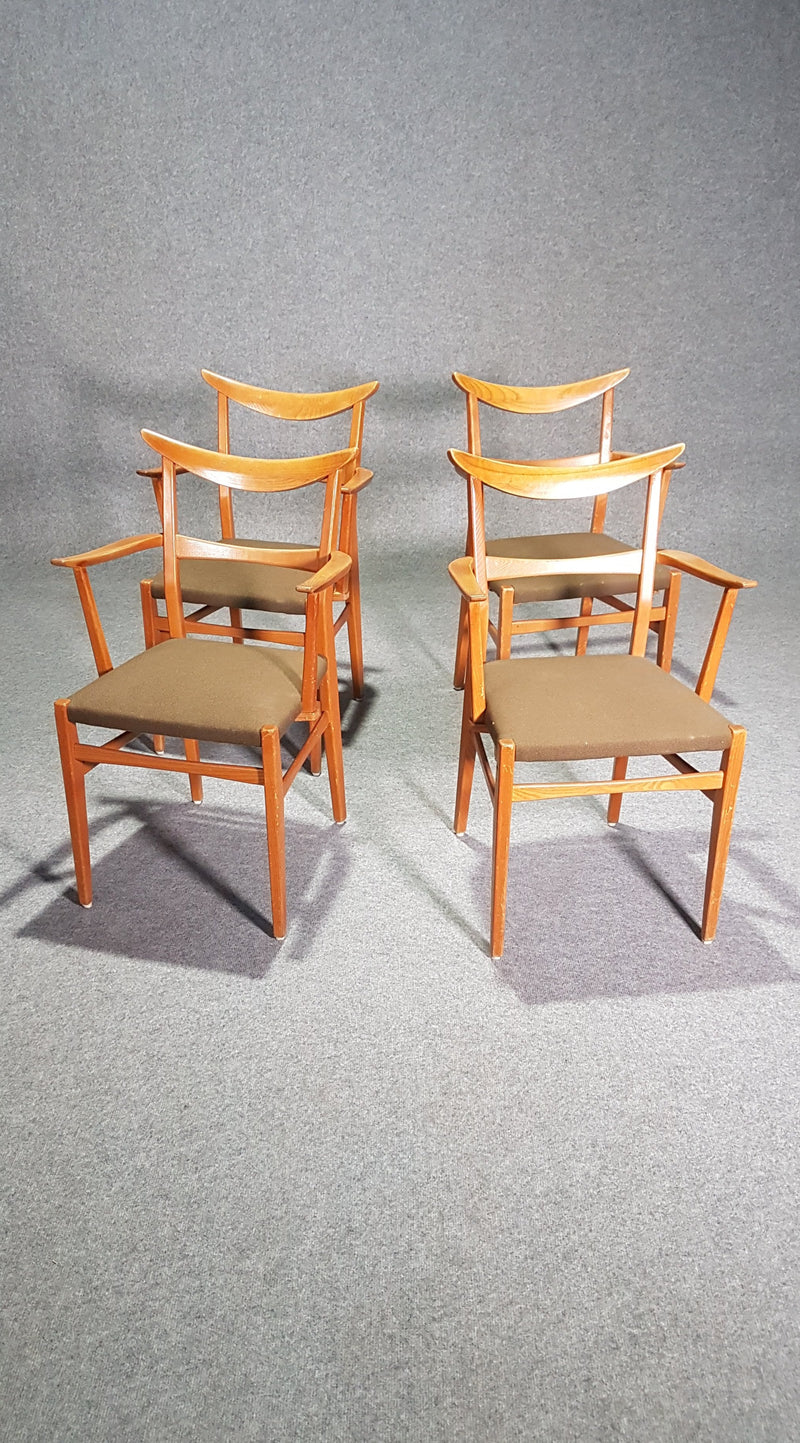Set of 4 x German / cow horn dining armchairs / Lübke 1950s / Extremely rare /