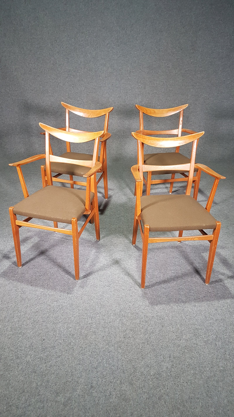 Set of 4 x German / cow horn dining armchairs / Lübke 1950s / Extremely rare /