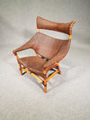 Lounge chair and footstool designed by Yuzuru Yamakawa rattan and bamboo