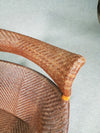 Lounge chair and footstool designed by Yuzuru Yamakawa rattan and bamboo