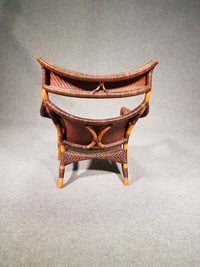 Lounge chair and footstool designed by Yuzuru Yamakawa rattan and bamboo