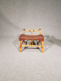 Lounge chair and footstool designed by Yuzuru Yamakawa rattan and bamboo