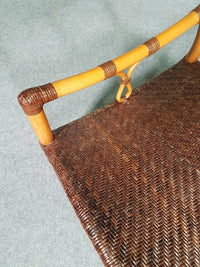 Lounge chair and footstool designed by Yuzuru Yamakawa rattan and bamboo