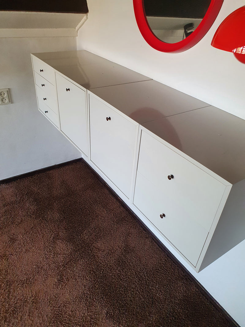 Small Wall chest 4 x unit 1960, wall mounted Cees Braakman - Pastoe - Kast (1) - kubus