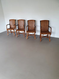 4 x rattan bamboo dinner chairs