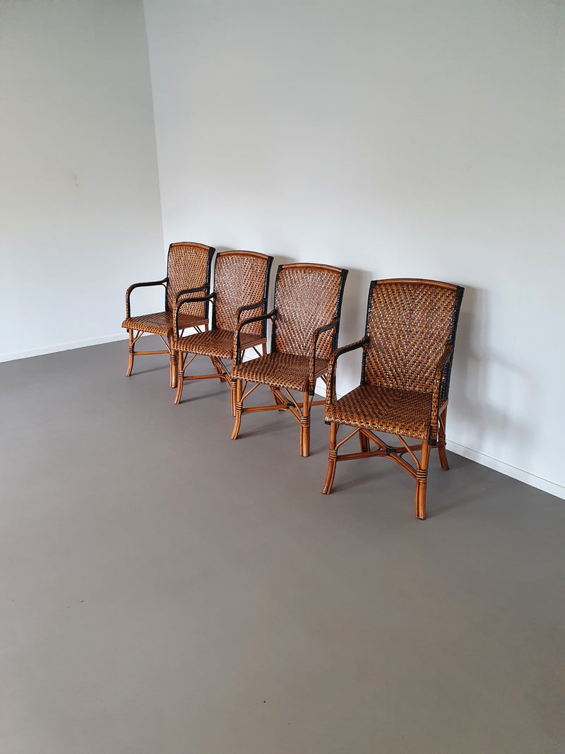 4 x rattan bamboo dinner chairs