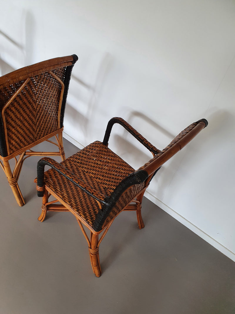 4 x rattan bamboo dinner chairs