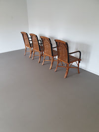 4 x rattan bamboo dinner chairs