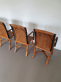 4 x rattan bamboo dinner chairs