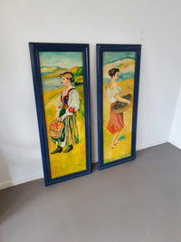 50 x 130 cm naive paintings 70s
