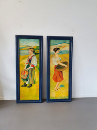 50 x 130 cm naive paintings 70s