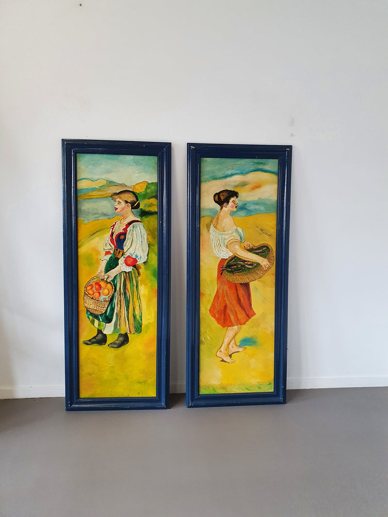 50 x 130 cm naive paintings 70s