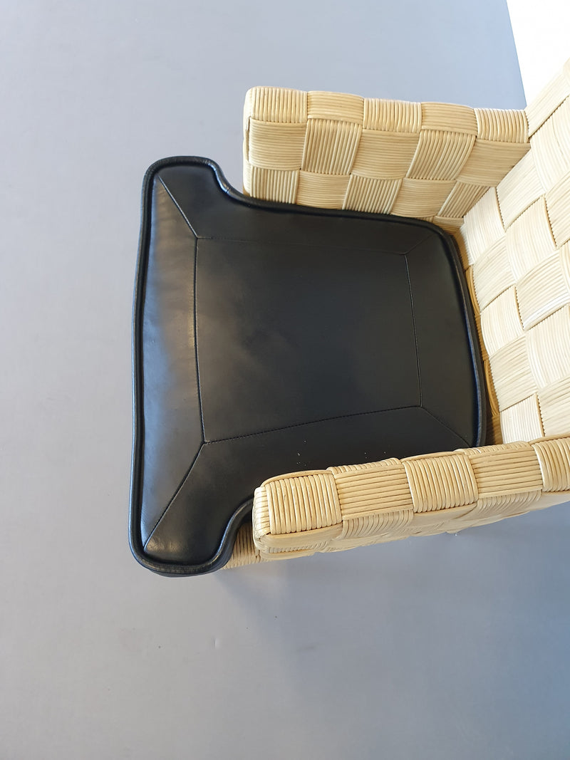Donghia Block Island chairs with original leather seats by John Hutton