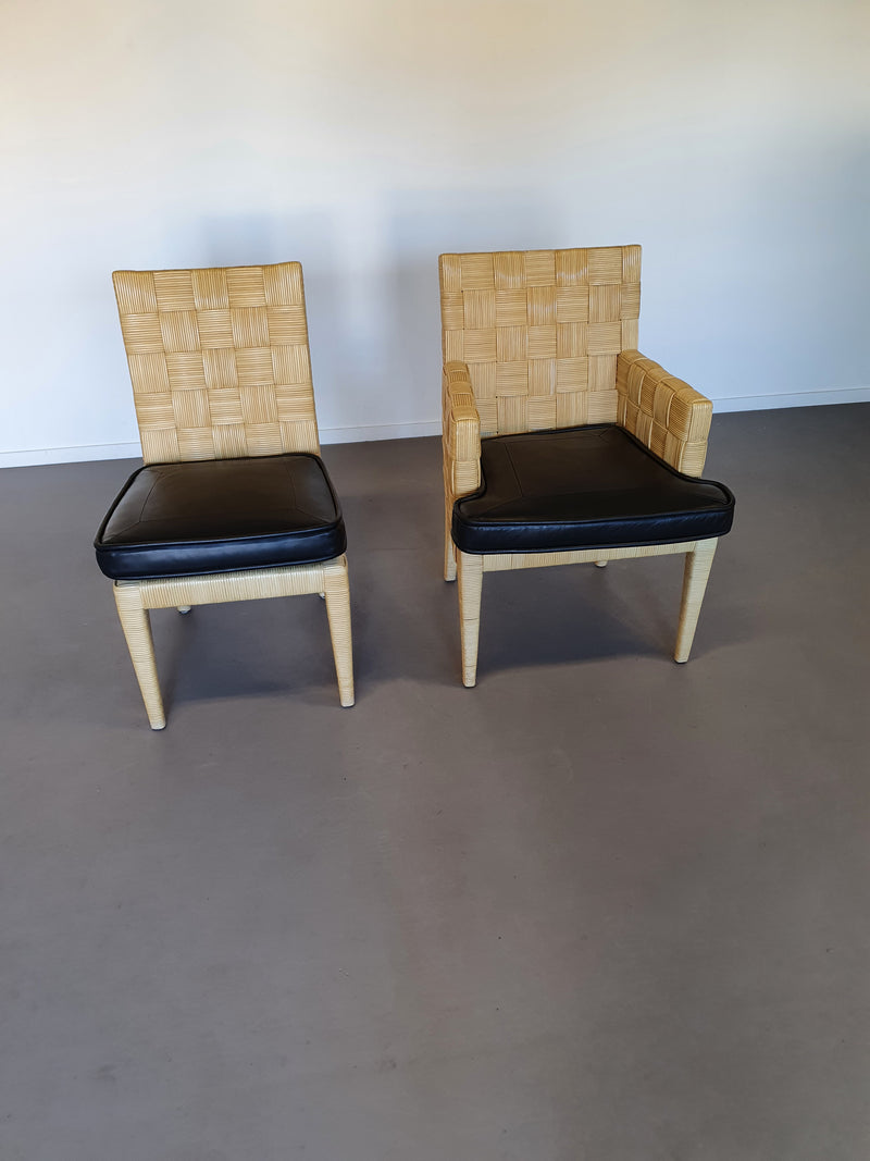 Donghia Block Island chairs with original leather seats by John Hutton
