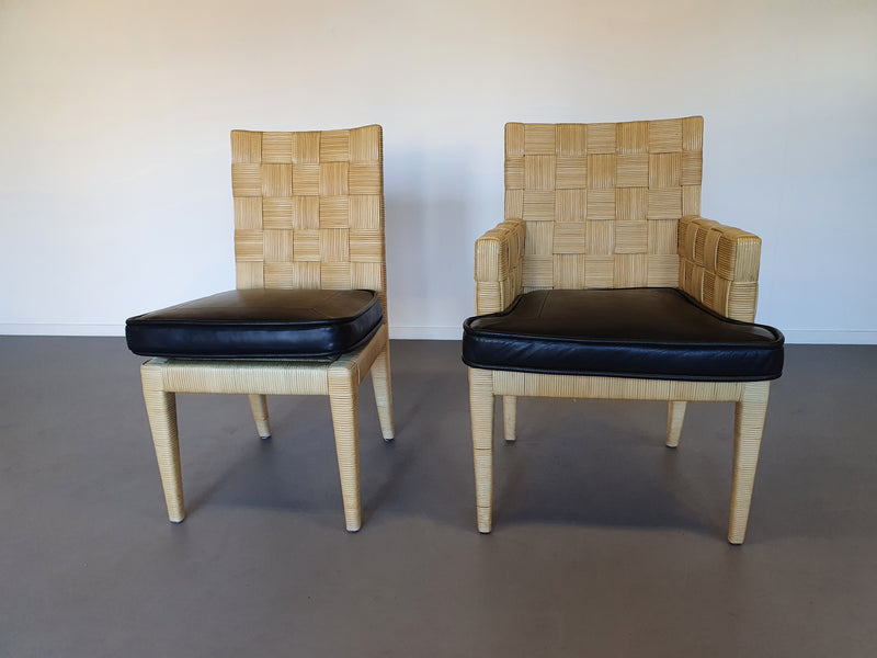 Donghia Block Island chairs with original leather seats by John Hutton