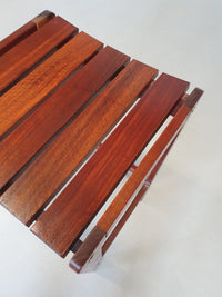 3 x stool meranti 70s. Height 71 cm /
Wide 42 cm / Depth 40 cm