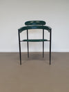 Set of Six Rare Green Leather Stiletto Chairs by Arrben with  black Frame