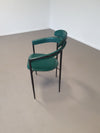 Set of Six Rare Green Leather Stiletto Chairs by Arrben with  black Frame