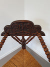 Dutch Triangular Turned Wood Corner Chair Rush Seat Knitting Armchair