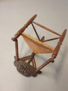 Dutch Triangular Turned Wood Corner Chair Rush Seat Knitting Armchair
