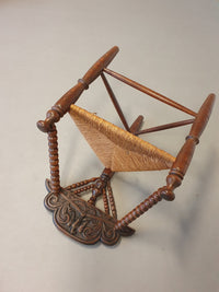 Dutch Triangular Turned Wood Corner Chair Rush Seat Knitting Armchair