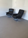 2 calf black leather lounge chairs