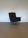 2 calf black leather lounge chairs