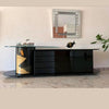 Unique dressoir by Carlo Malnati, produced around the 1980’s. The art work is made out of inlaid wood, using different colored pieces to create the design. 260 x 77 x 70 deep